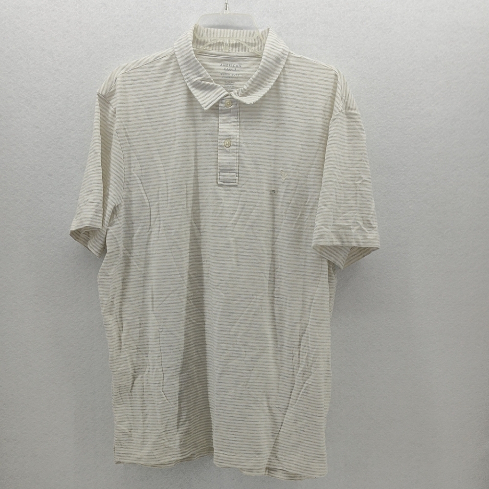American Eagle Outfitters Men's Polo - Cream Stripes